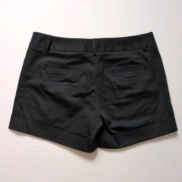Express Chino Cuffed Shorts Womens 4 Black Flat Front Stretch Pockets Preppy - Picture 6 of 11